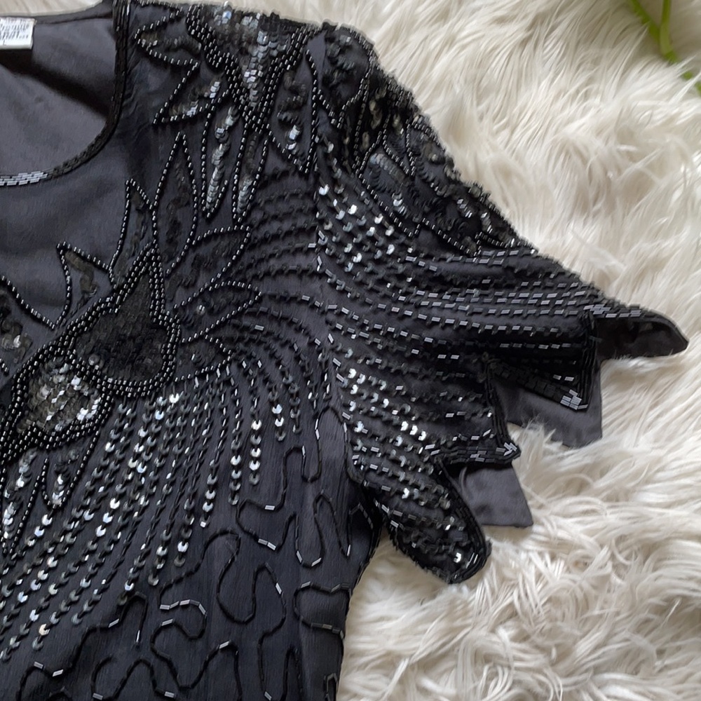 Denise Elle | Vintage 80’s L silk bead and sequin top - Picture 7 of 10